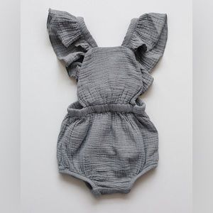 The Simple Folk The Ruffle Romper Lead Grey